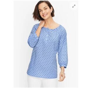 Talbots Swiss Dot Scoop Neck Blouse‎ Size XS